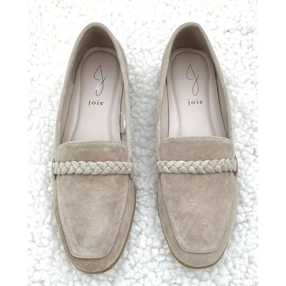 Joie Tan Suede Braided Loafers Flats 8.5 Old Money Preppy Classic Shoes - Picture 1 of 16
